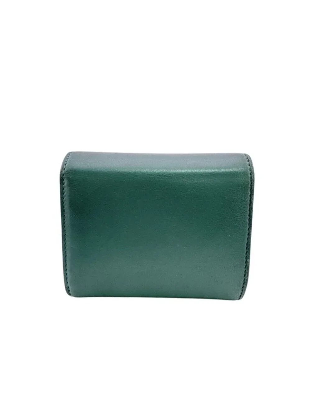 Celine Compact Wallet Small Flap Triomphe Leather Trifold Green - Picture 2 of 8